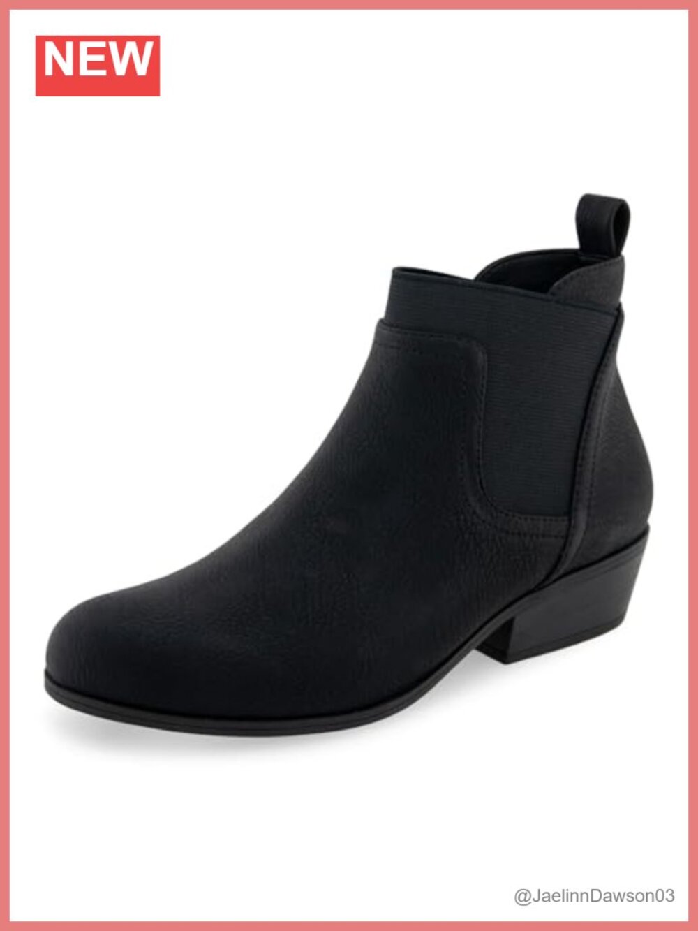 Aerosoles Caddie Women's Ankle Boots Black Faux Leather Pull-On Block Heel